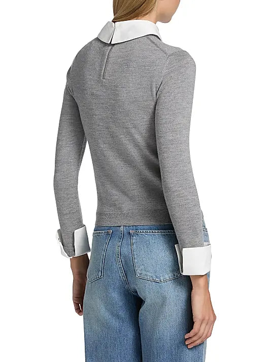 Grey Porla Double Collar Sweater