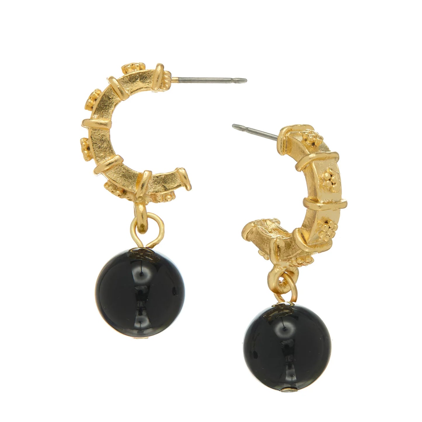 Black Onyx Carolina Drop Hoops