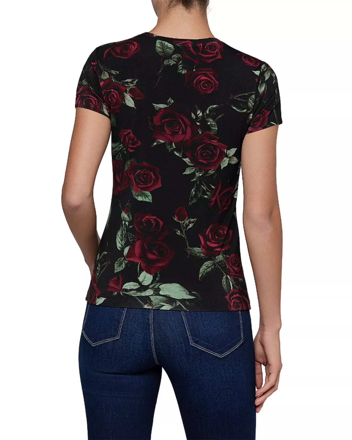 Black Burgundy Rose Ressi Crew Tee