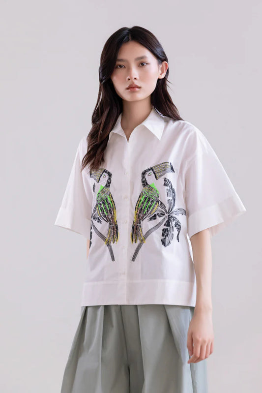 EMBROIDERED TOUCAN BLOUSE