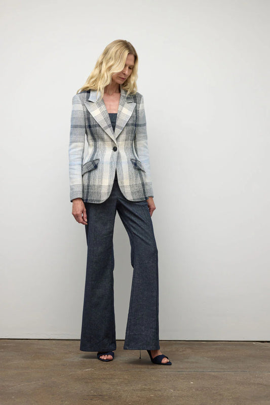 Plaid One Button Jacket