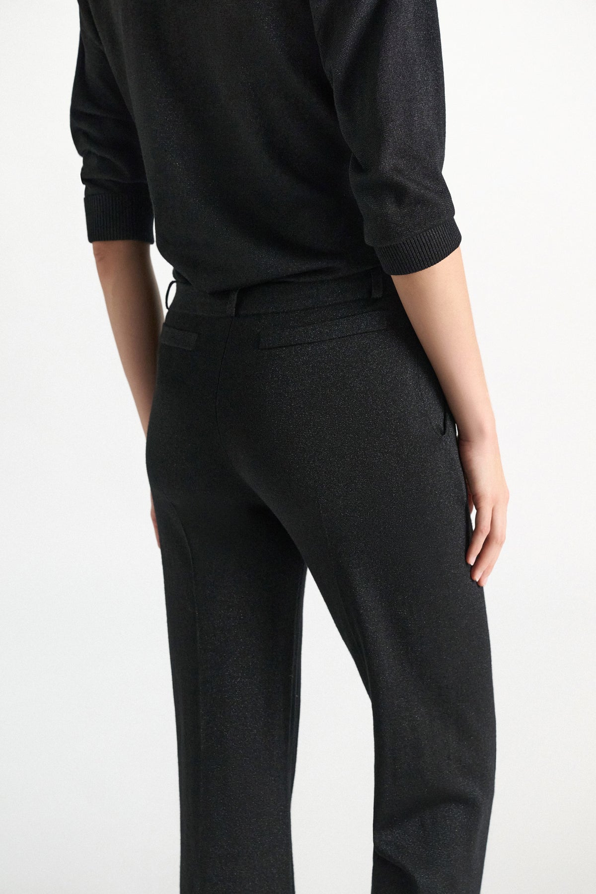Vinyl Black Shimmering Merino Trousers