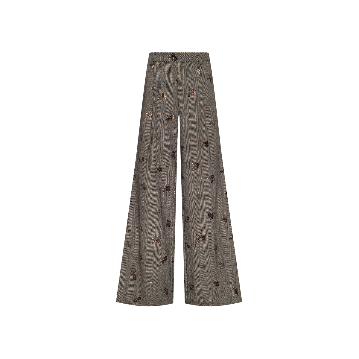 Beige Herringbone Allanah Sequined Trouser