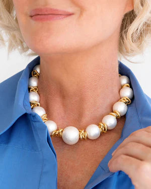 Cotton Pearl Link Necklace