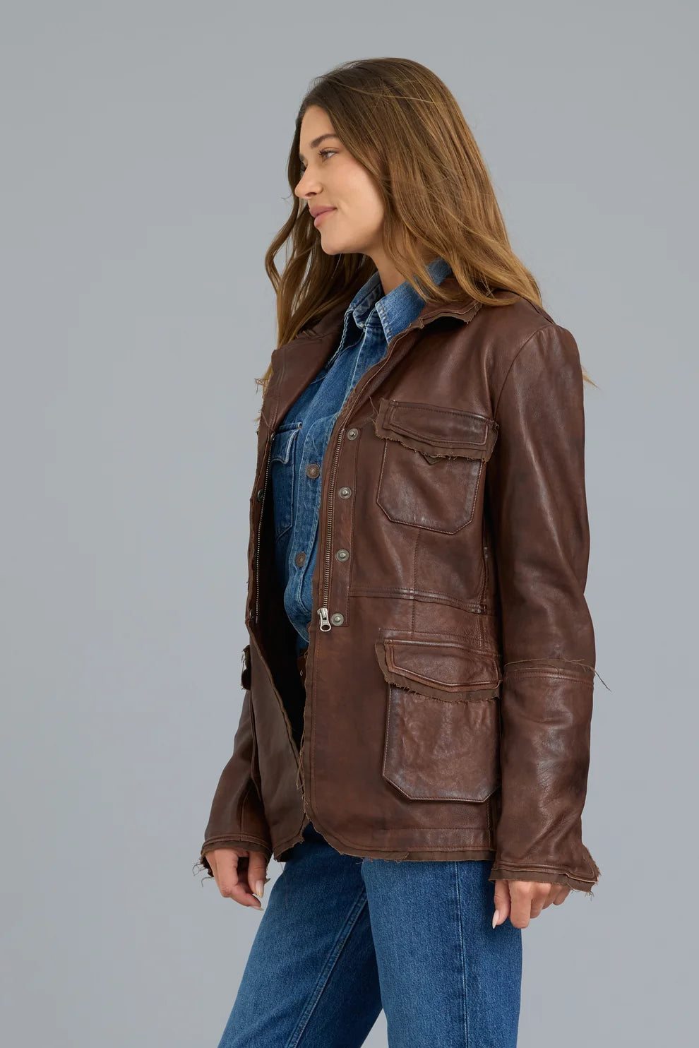 Walnut Meryl Vintage Leather Jacket
