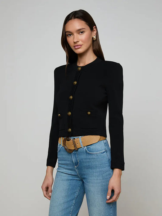 Black Patsy Cropped Cardigan
