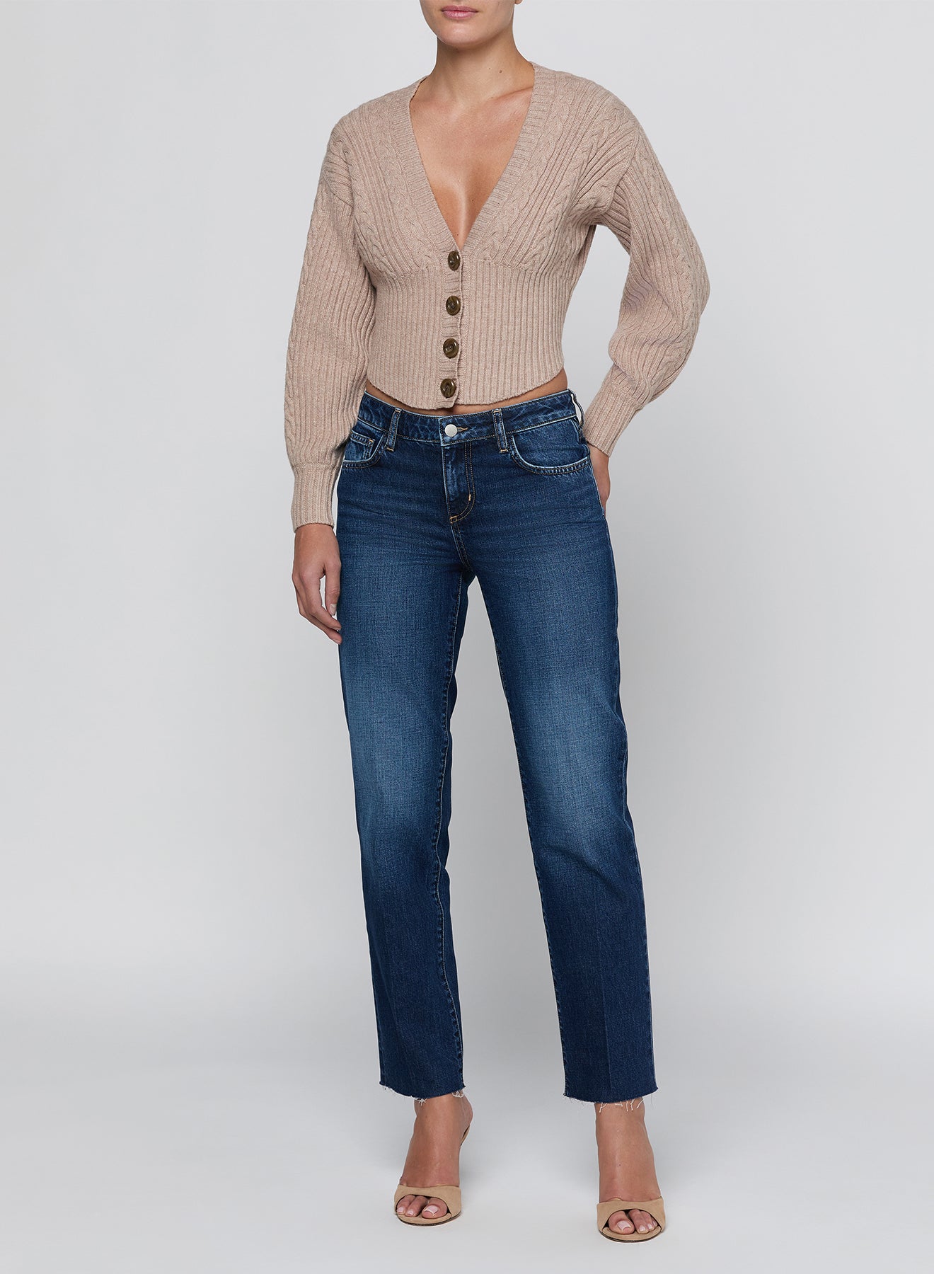 HAIL V NECK CABLE CARDIGAN