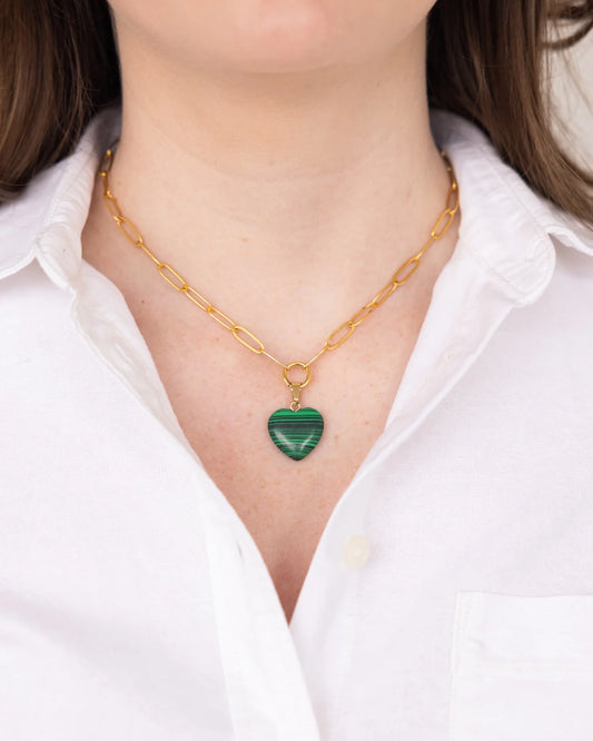 Audrey Heart Necklace - Malachite