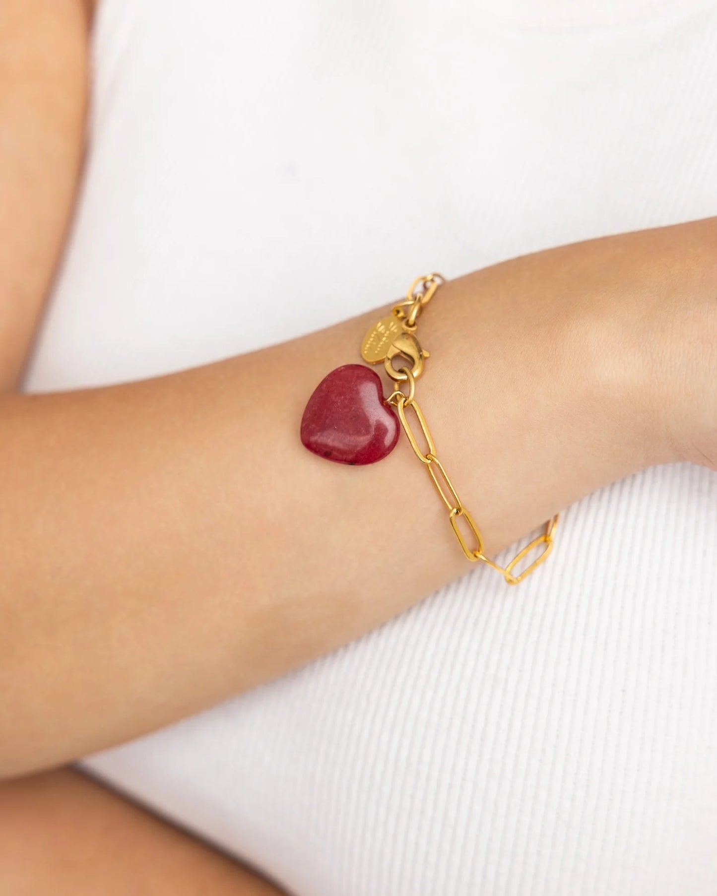 Audrey Heart Bracelet - Cherry Red