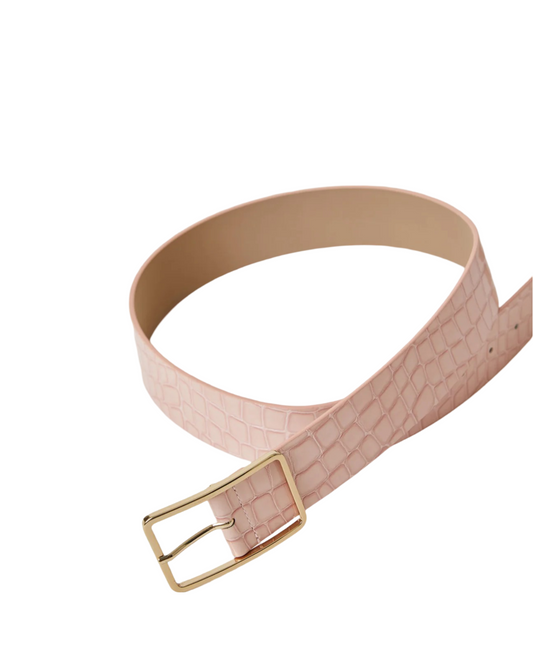 Milla Croco Luster Leather Belt In Petal Gold