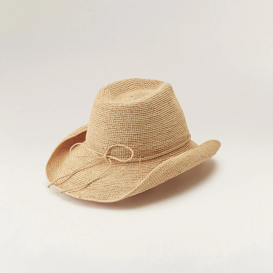 BELEN RAFFIA CROCHET FEDORA