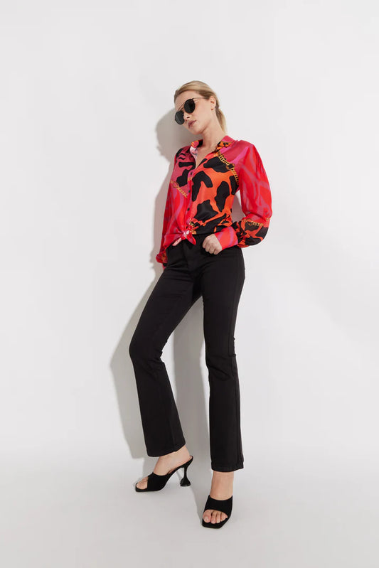 Pink Printed Button Front Shirt