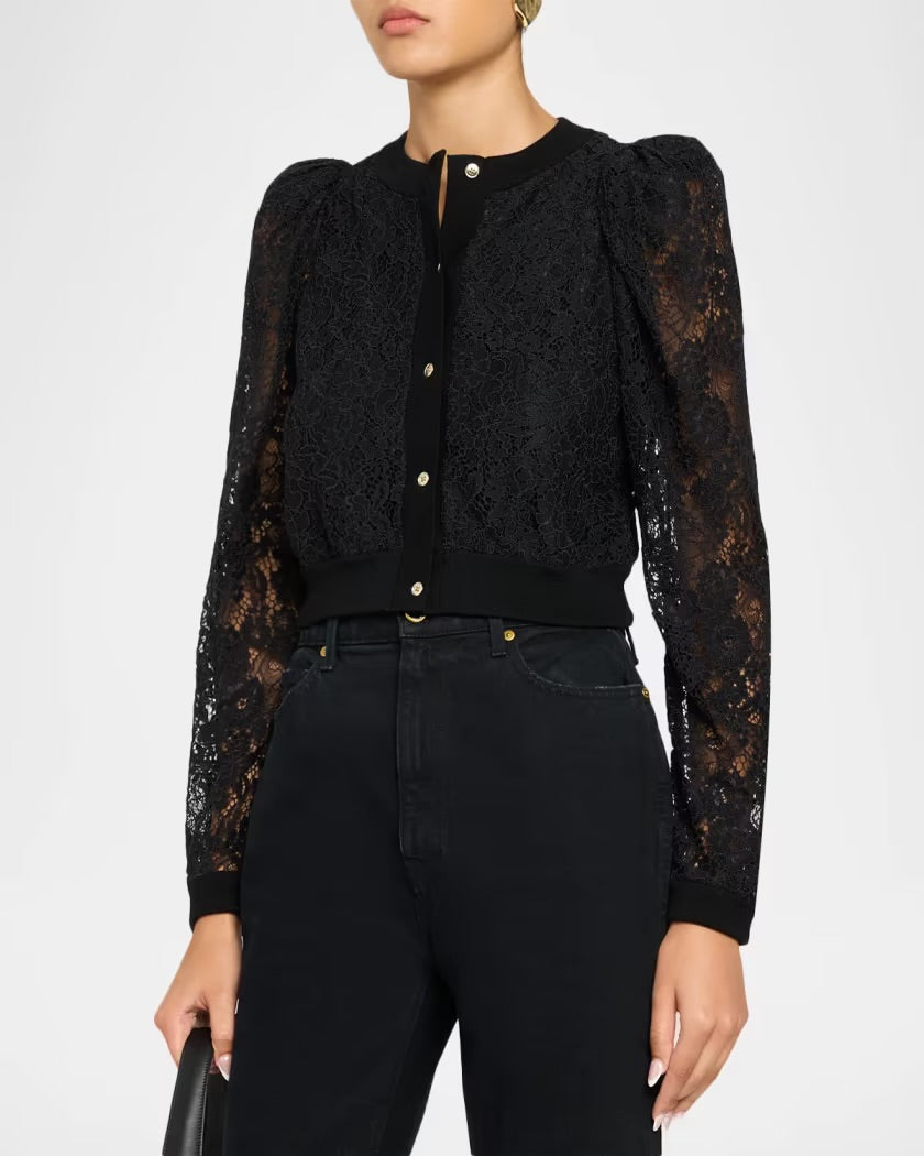 Black Kitty Lace Overlay Cardigan