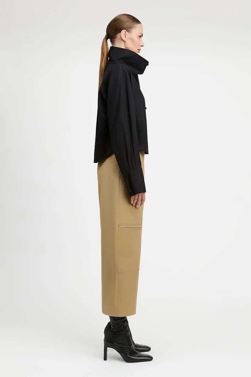 Black Bianca Funnel Neck Blouse