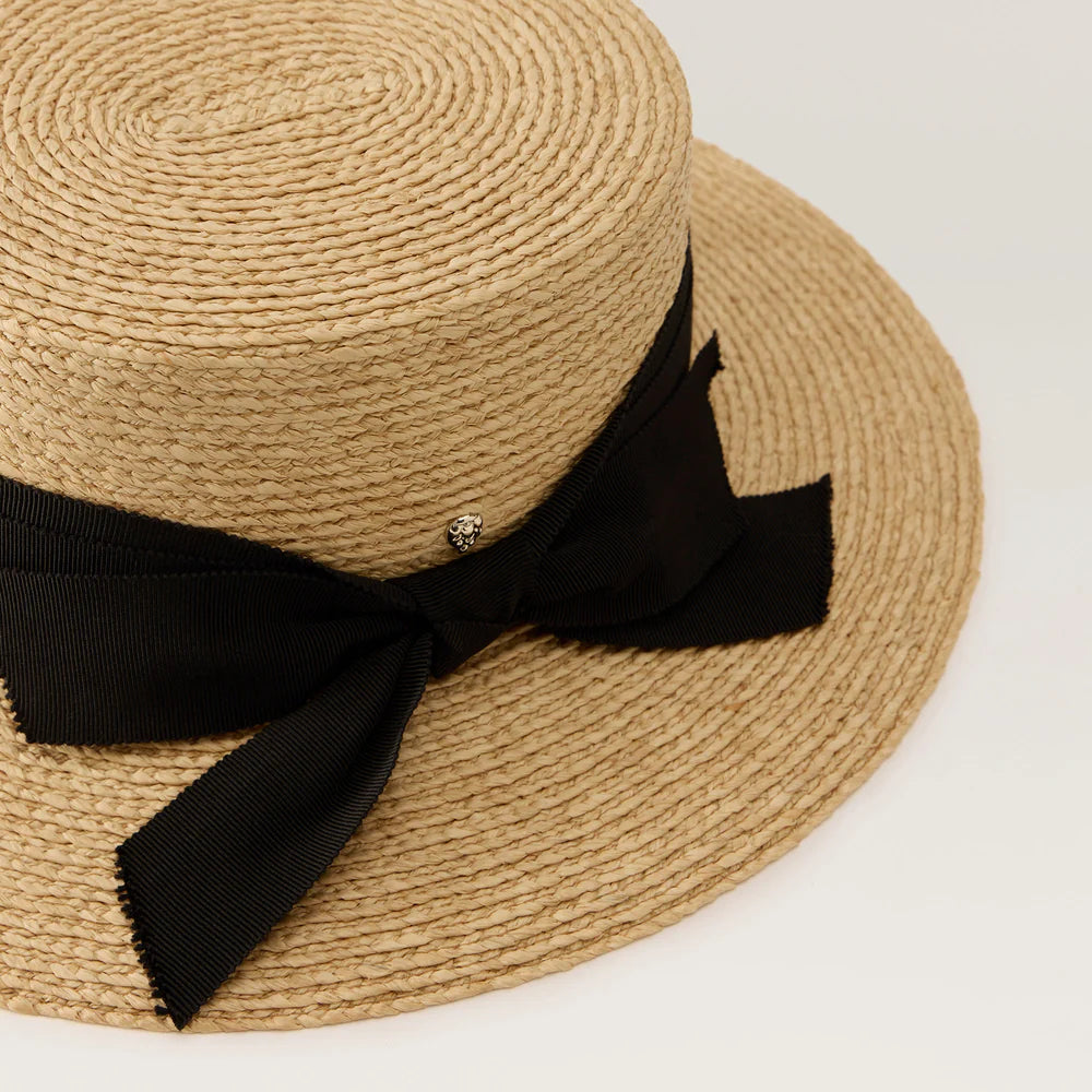 Dulani Raffia Braid Boater - Black Ribbon