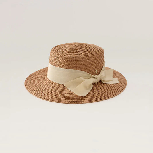 Dulani Raffia Braid Boater - Cream Ribbon