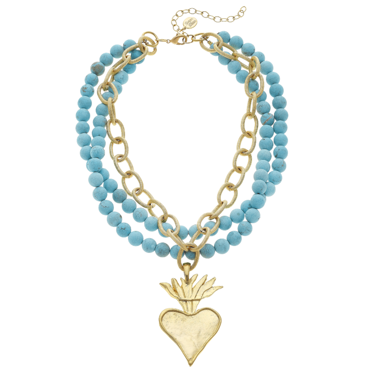 Flaming Heart & Turquoise Necklace