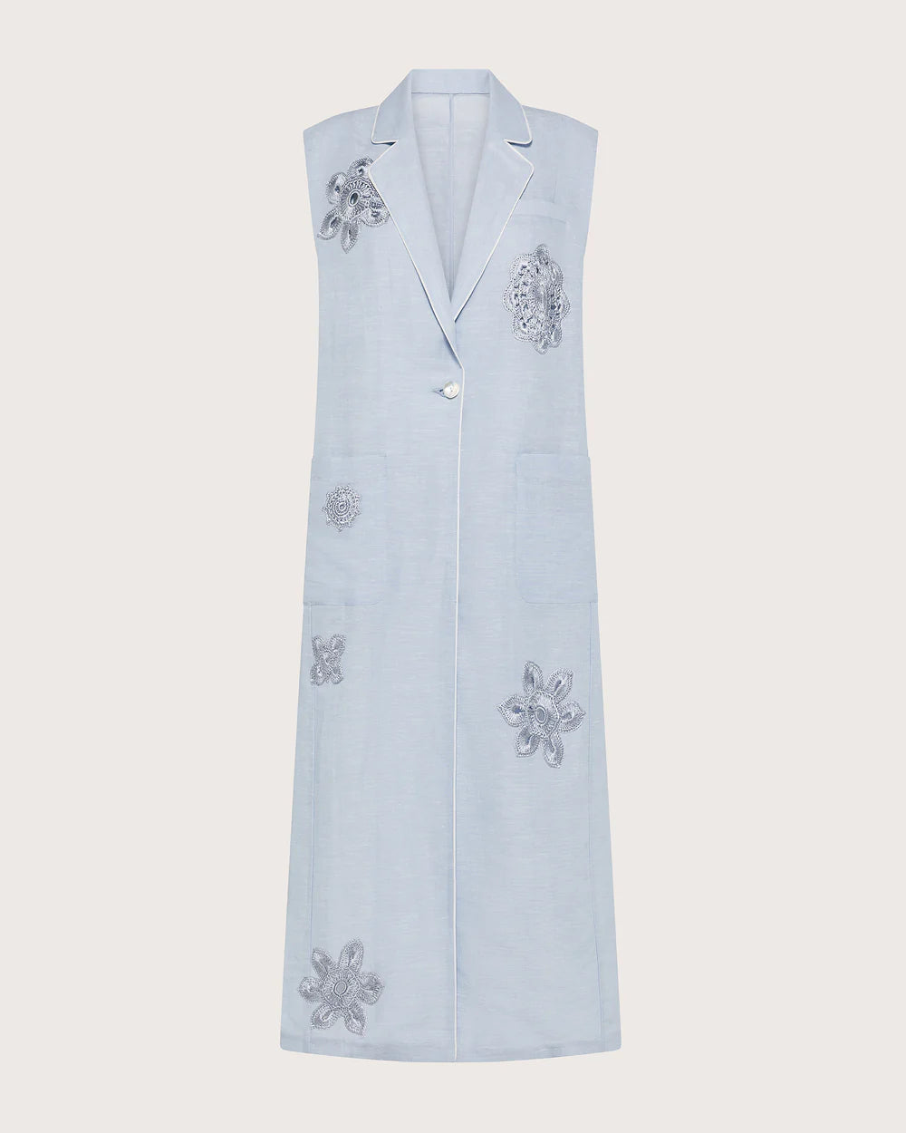 Long Linen Cotton Vest