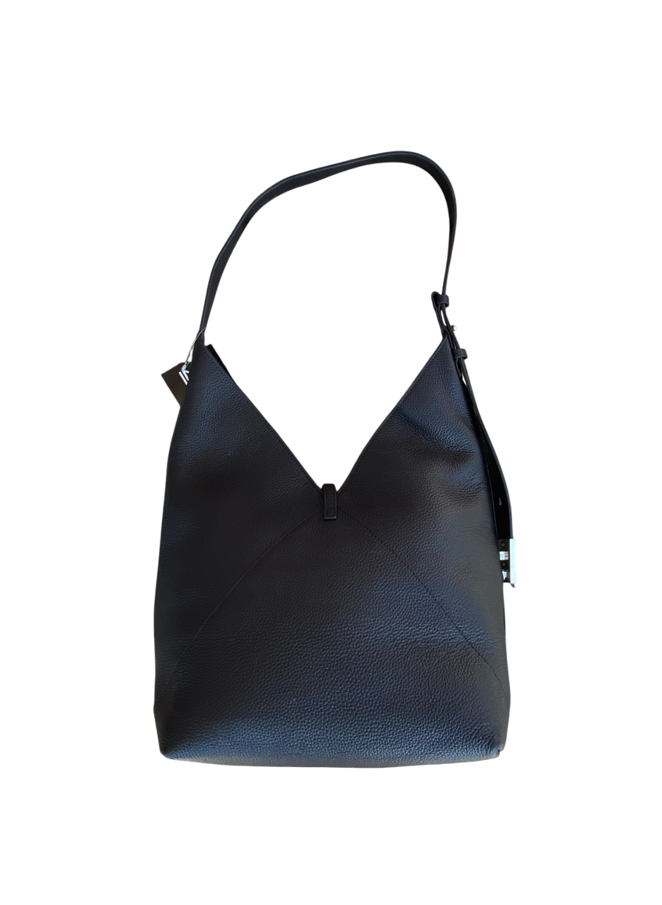 Leather Shoulder Bag Black & Silver