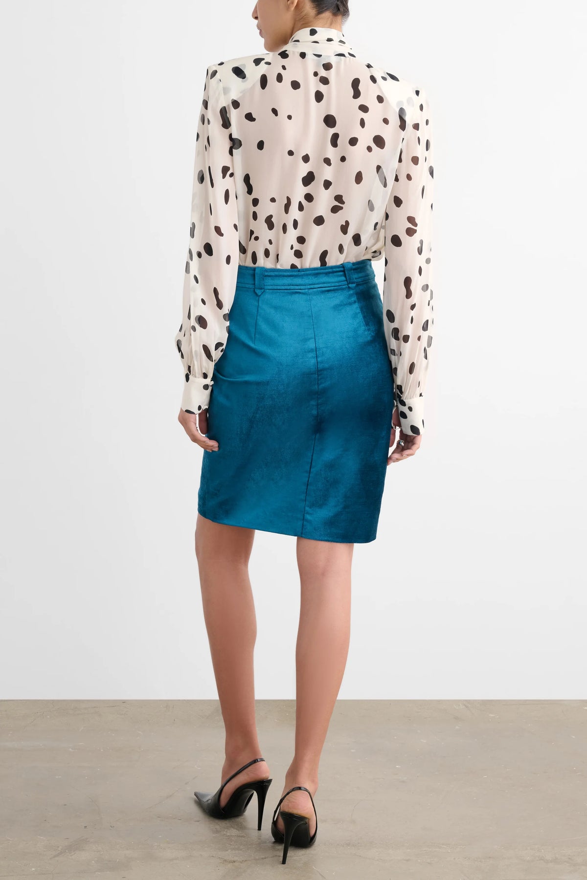 Spotted Kaila Tie Neck Button Front Blouse