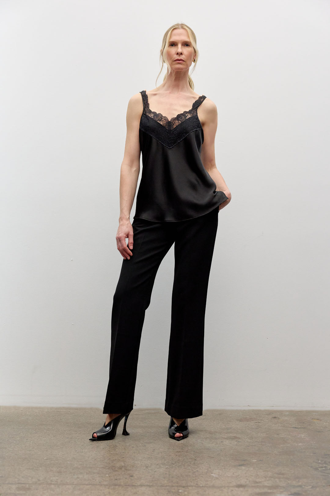 Black Satin Lace Cami