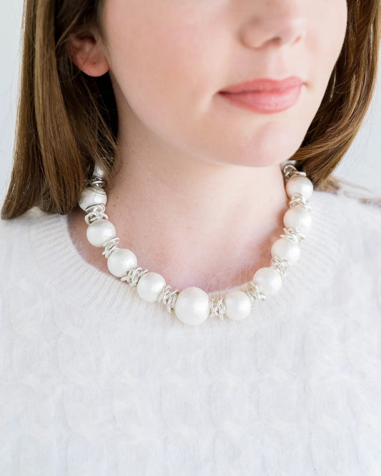 Cotton Pearl Link Necklace