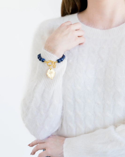 Intaglio Cross Stone Toggle Bracelet