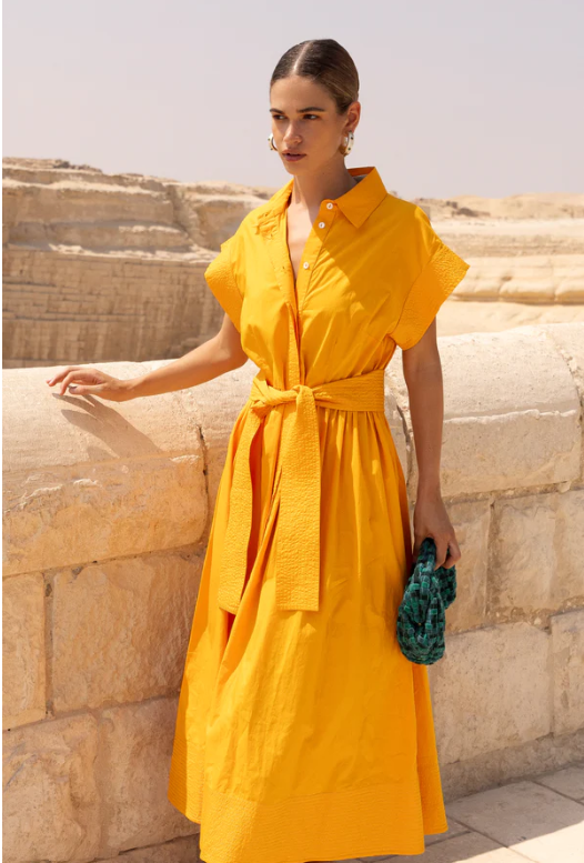 Tuki Marigold Belted Shirt Dress