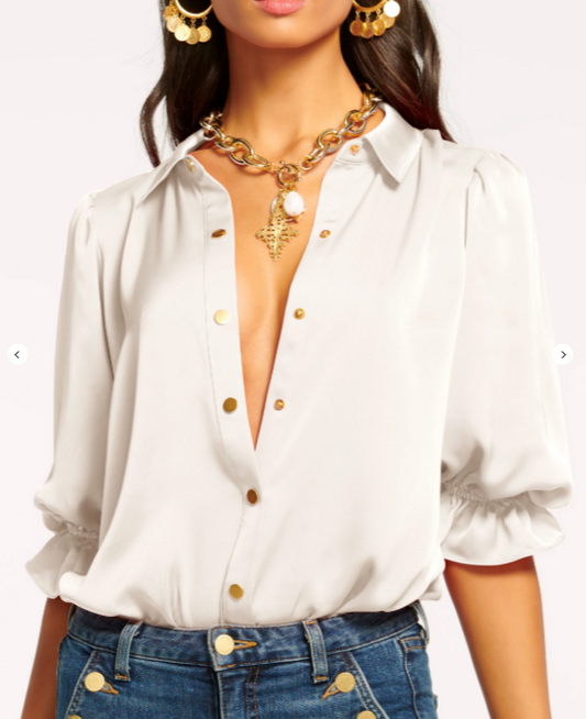 Dina Button Down Bodysuit Ivory