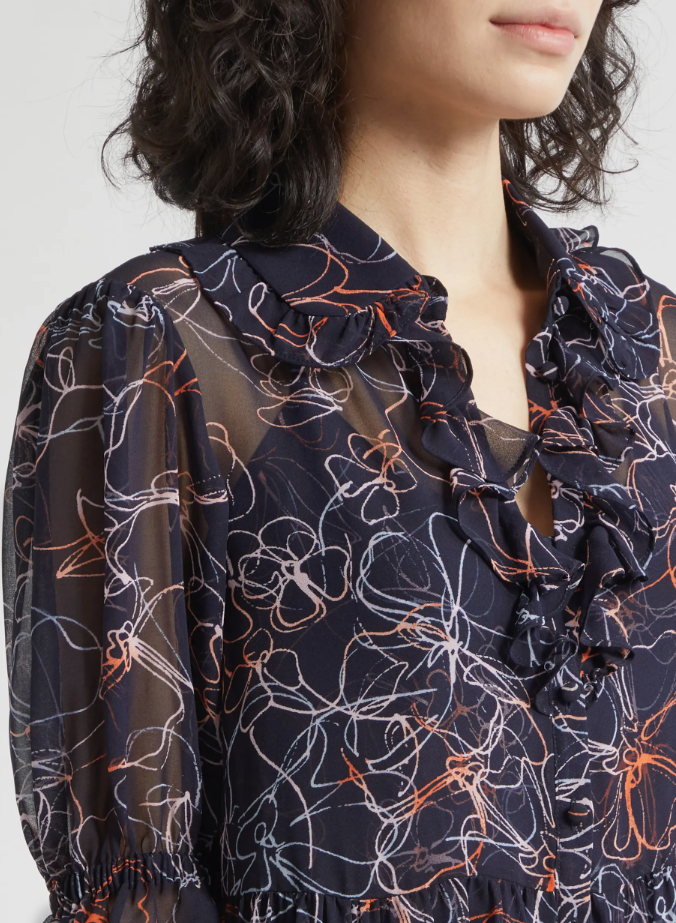 Malva Floral Linework Reanna Dress