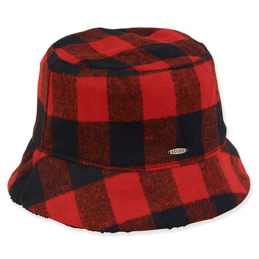 Women'S Fashion Fabric Plaid Plush Lining Bucket Ad1492