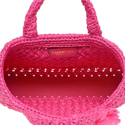 FUSCHIA POSITANO RAFFIA TOTE