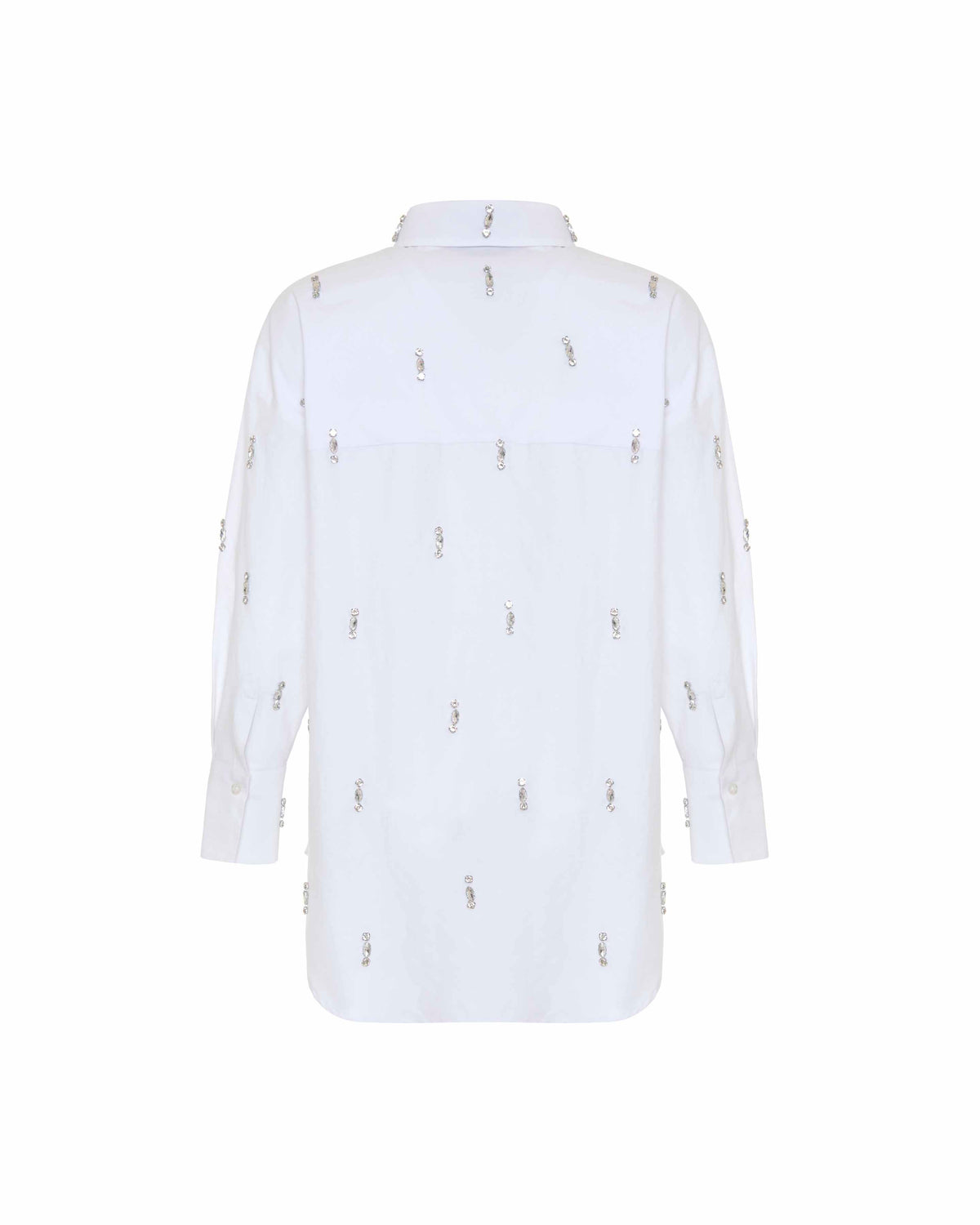 White Echo Stripe Crystal Boyfriend Shirt