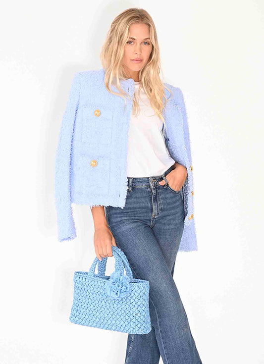 BABY BLUE POSITANO RAFFIA TOTE