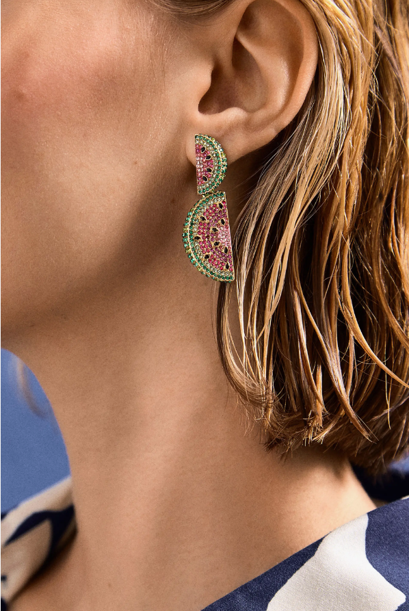 One in a Melon Pavé Drop Statement Earrings