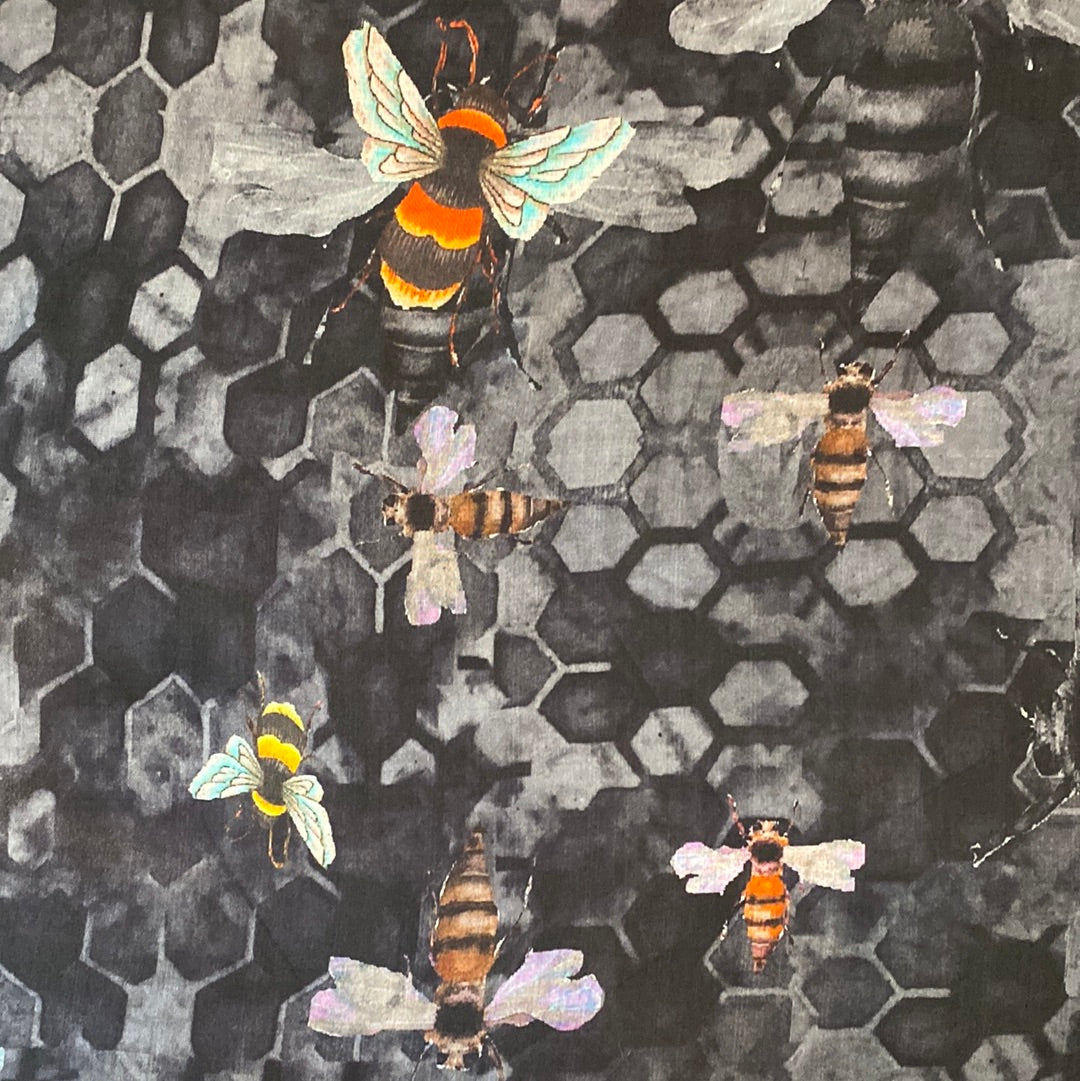 Silk Modal Linen Scarf, Bees