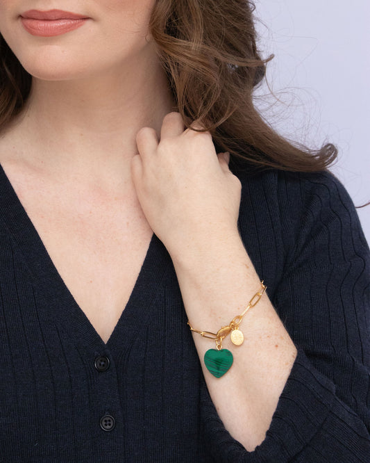 Audrey Heart Bracelet - Malachite