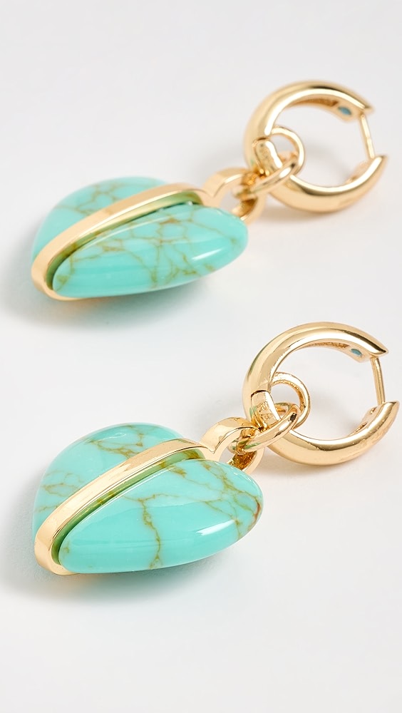 Semi Heart and Cab Charm Earrings