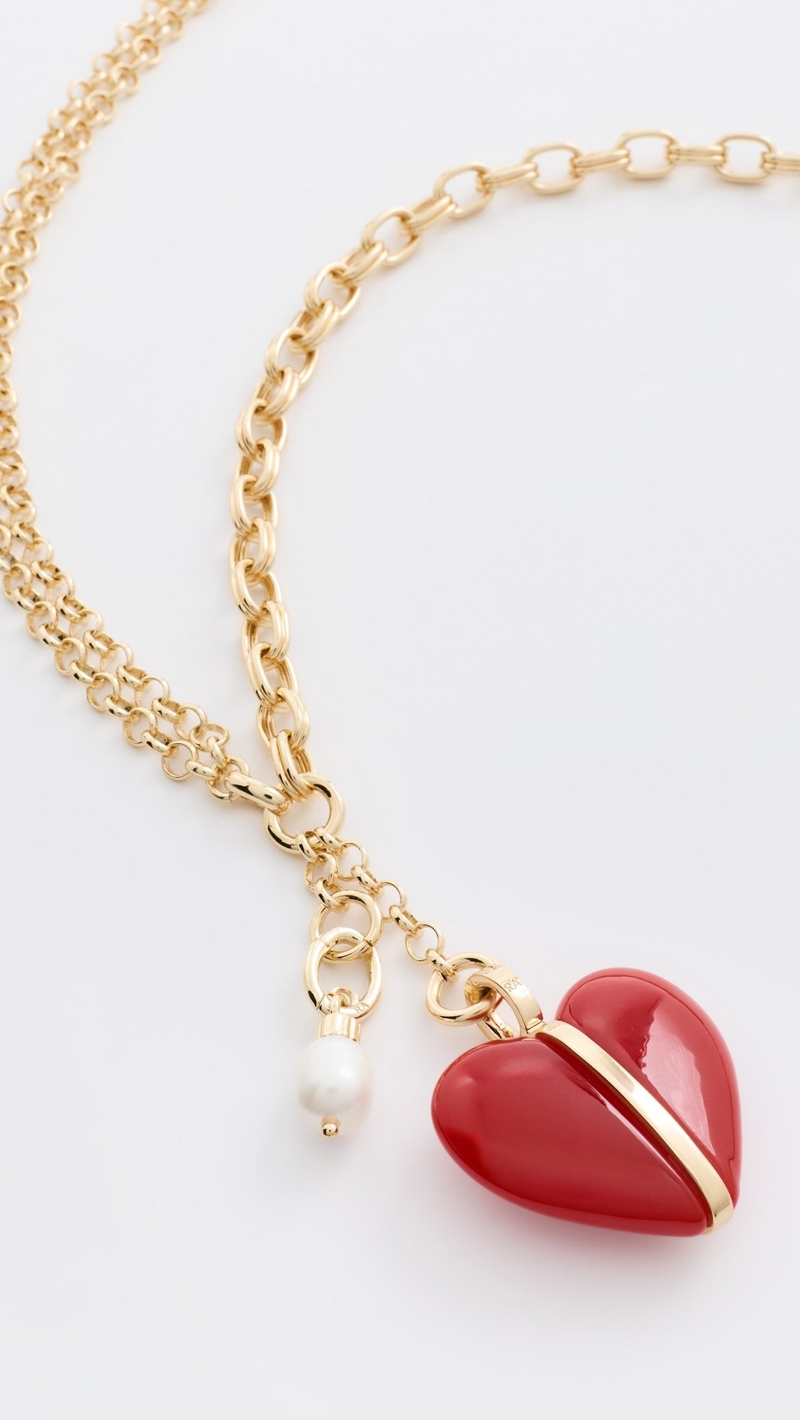 Semi Heart Charm and Cab Necklace
