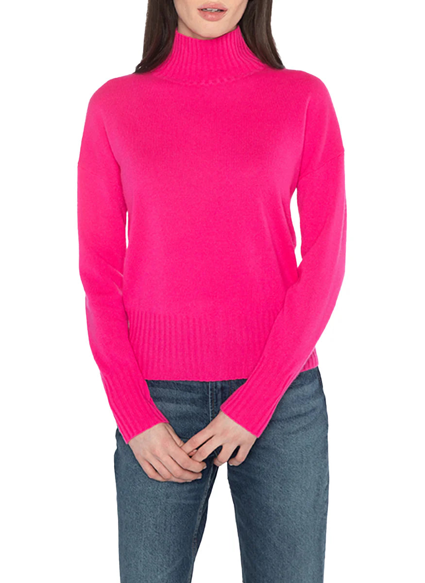Rib Funnel Pullover in Rosetta