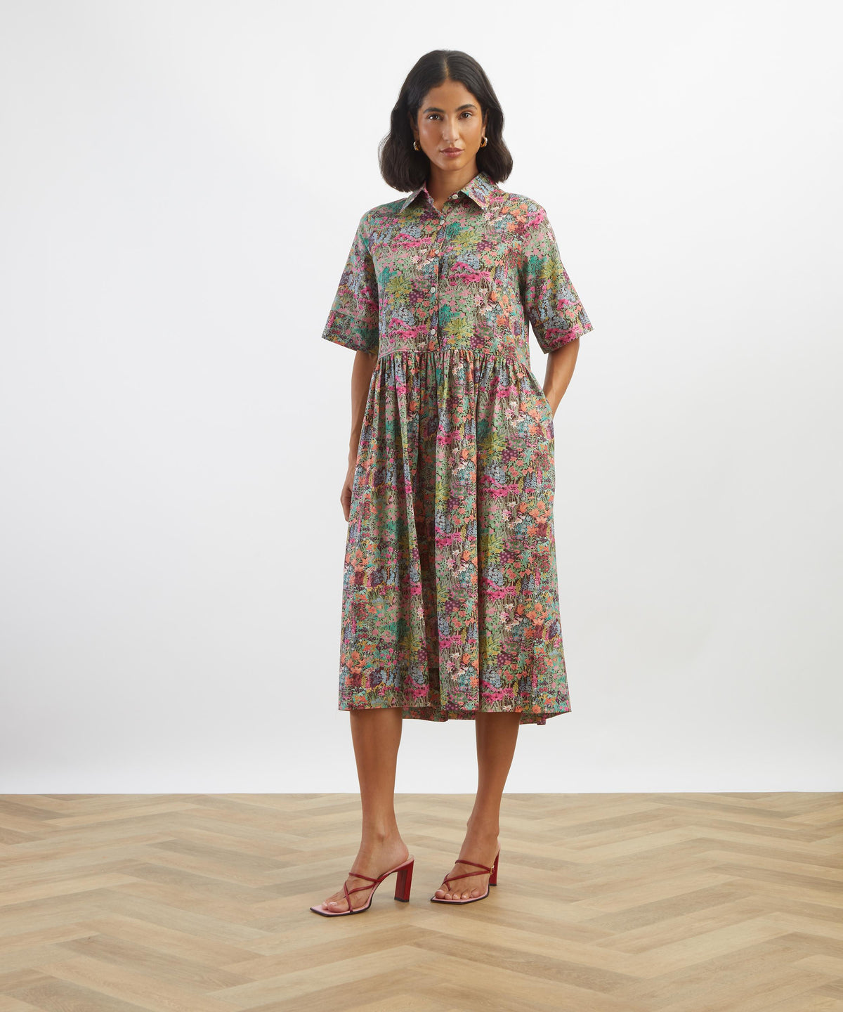 Dark Pink Anna's Haven Gallery Shirt Dress