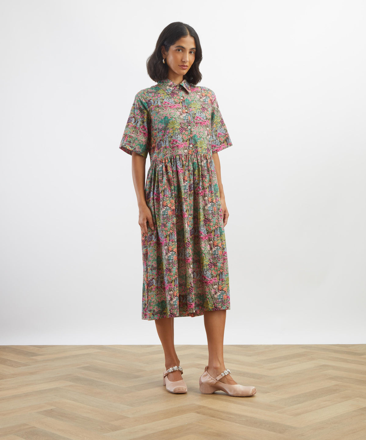 Dark Pink Anna's Haven Gallery Shirt Dress