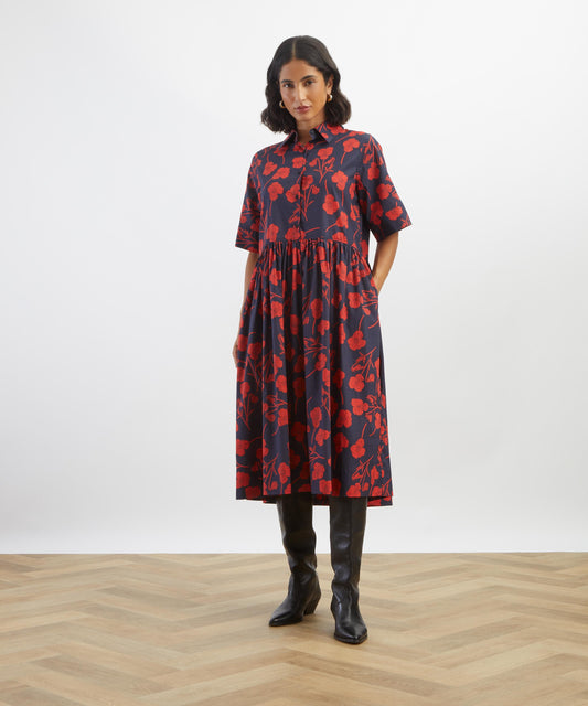 Navy Radiant Ros Gallery Shirt Dress
