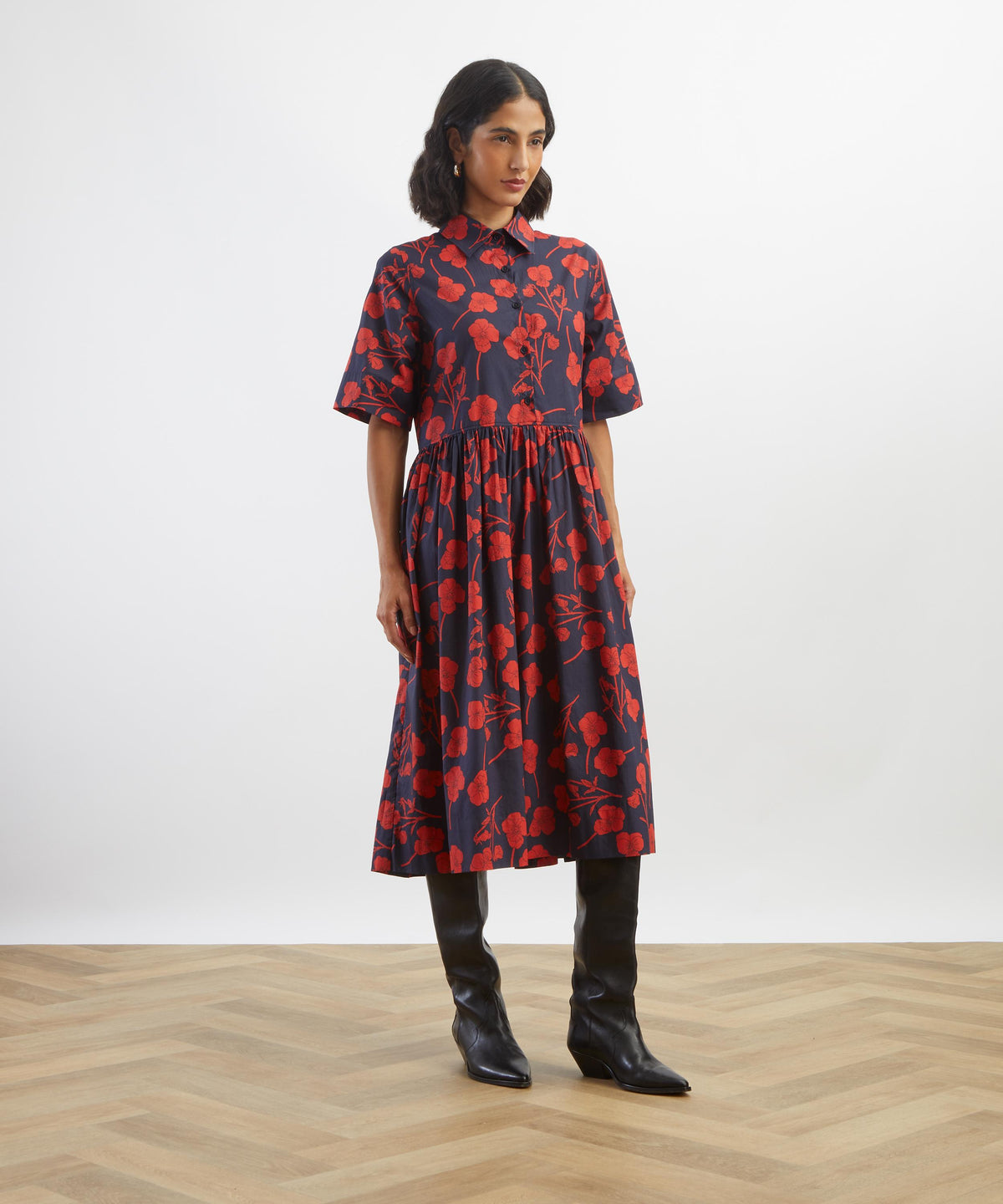 Navy Radiant Ros Gallery Shirt Dress