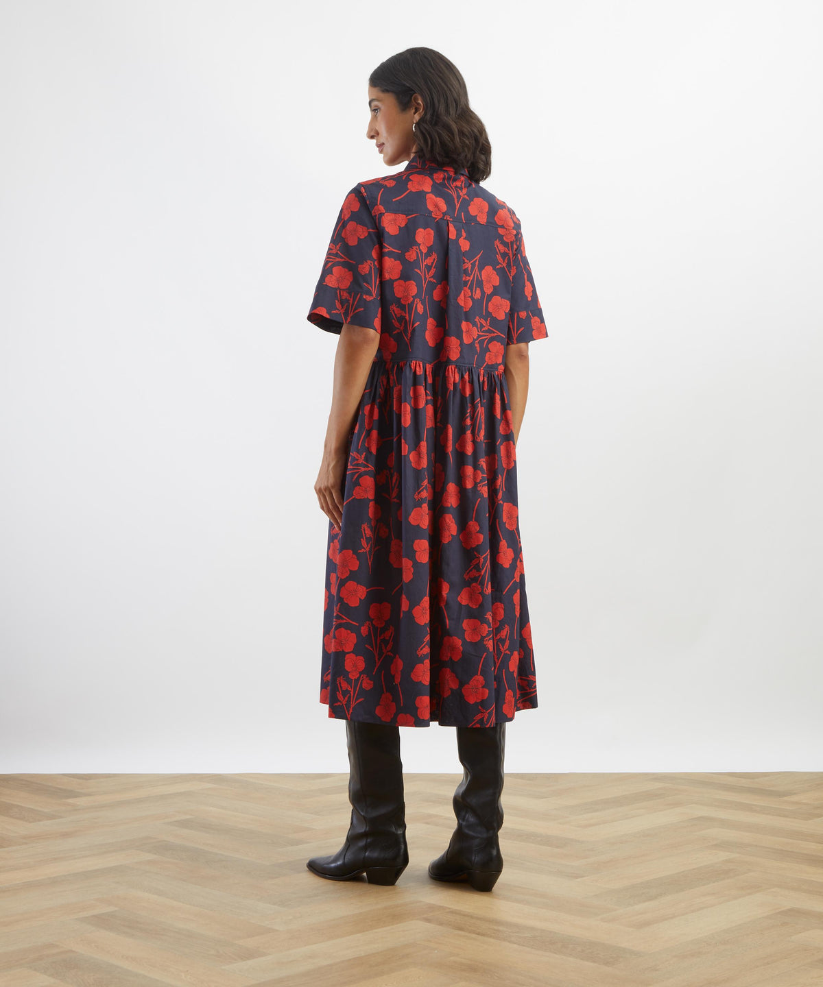 Navy Radiant Ros Gallery Shirt Dress