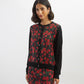 Black Carline Rose Silk Panel Cardigan