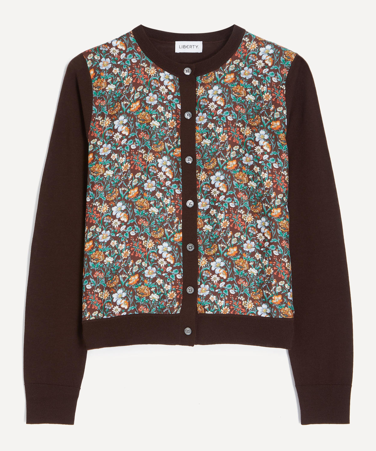 Brown Rachel Meadow Silk Panel Cardigan