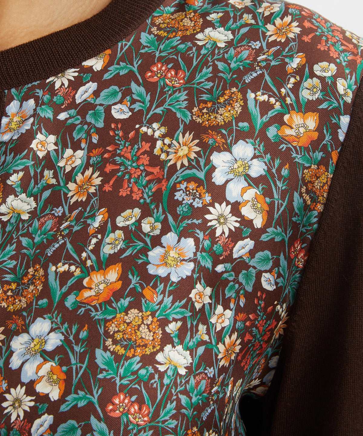 Brown Rachel Meadow Silk Panel Cardigan