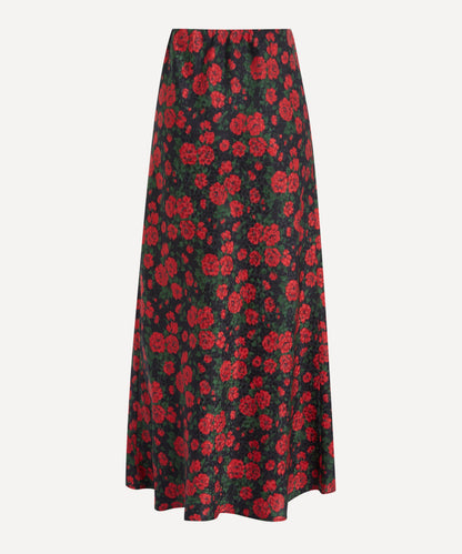 Black Carline Rose Jacquard Slip Skirt
