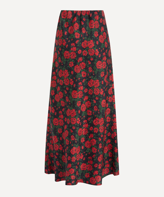Black Carline Rose Jacquard Slip Skirt